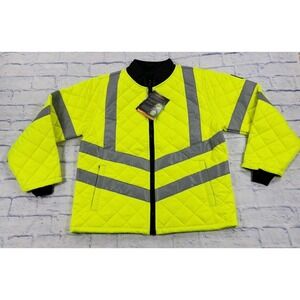 RefrigiWear MENS L HiVis Diamond Quilted Jacket High Visibility Insulated Work
